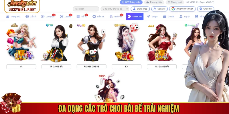 Đa dạng các trò chơi bài để trải nghiệm